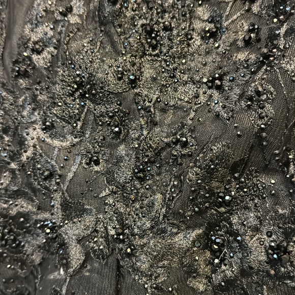 MAC DUGGAL Black Floral Embroidered Illusion V-Neck Gown 14 - Picture 13 of 14